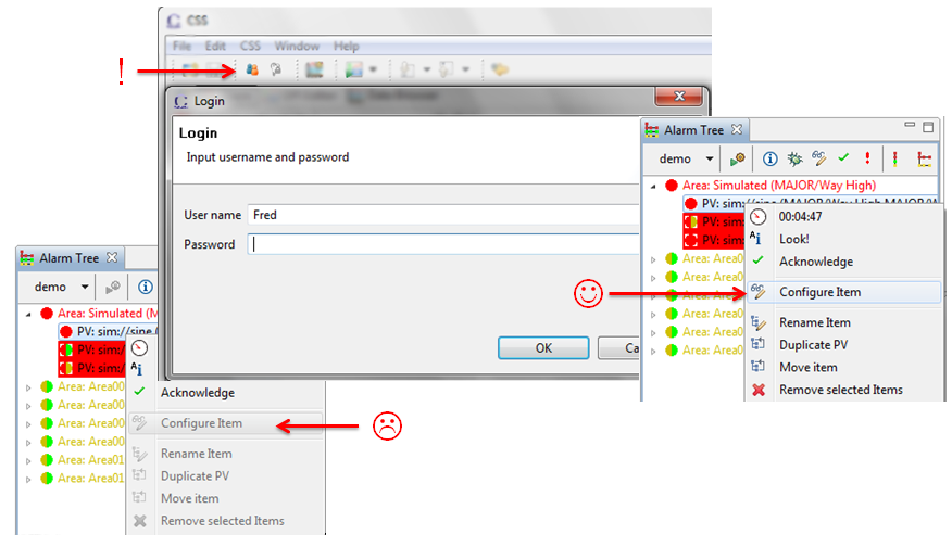 Authenticate to change alarm configuration